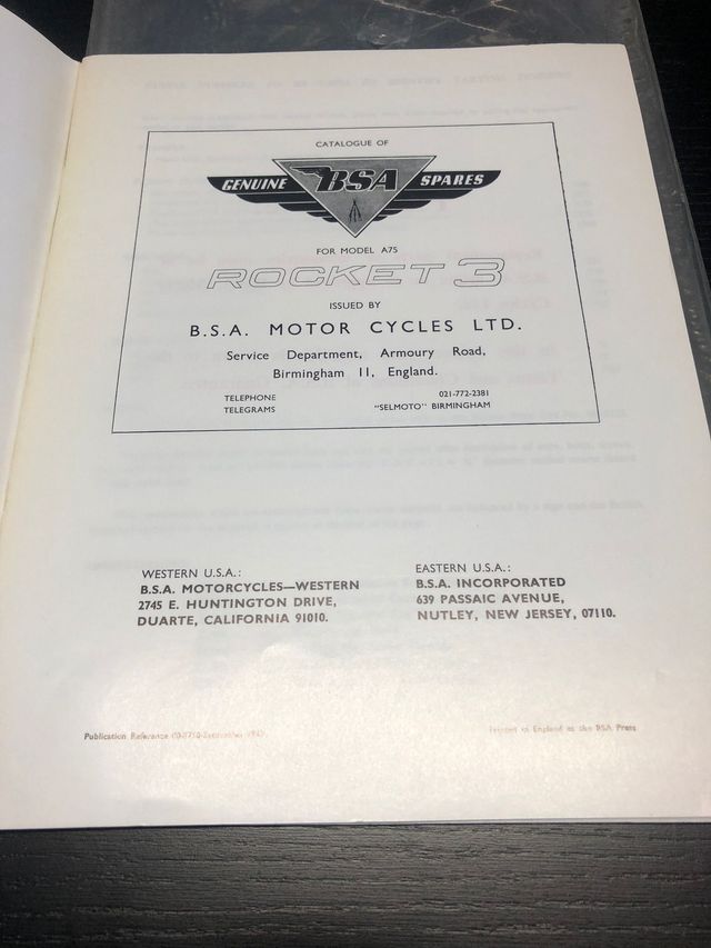 Manuale ricambi BSA originale