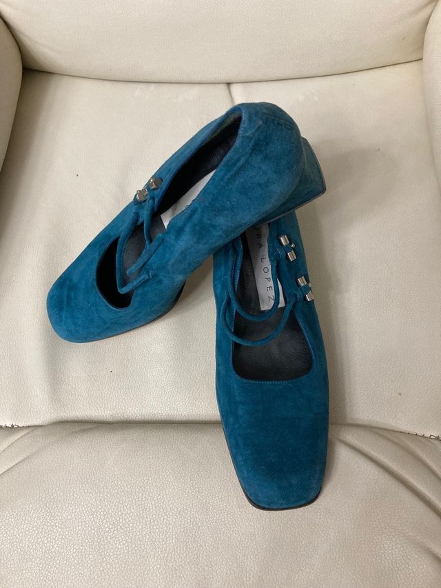 Zapatos ante azul de Pura Lopez N 36