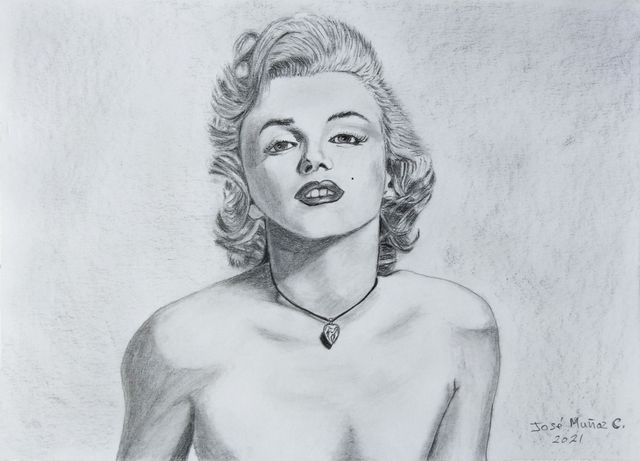 Dibujo a lápiz de Marilyn Monroe