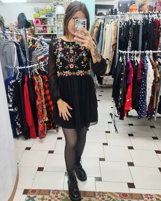Ripley - VESTIDO ZARA S NEGRO FLORES