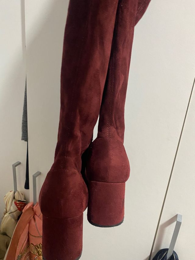 Botas granate roja altas terciopelo