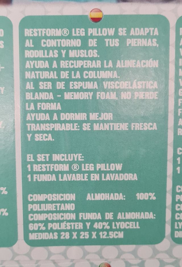 Almohada piernas espuma viscolástica