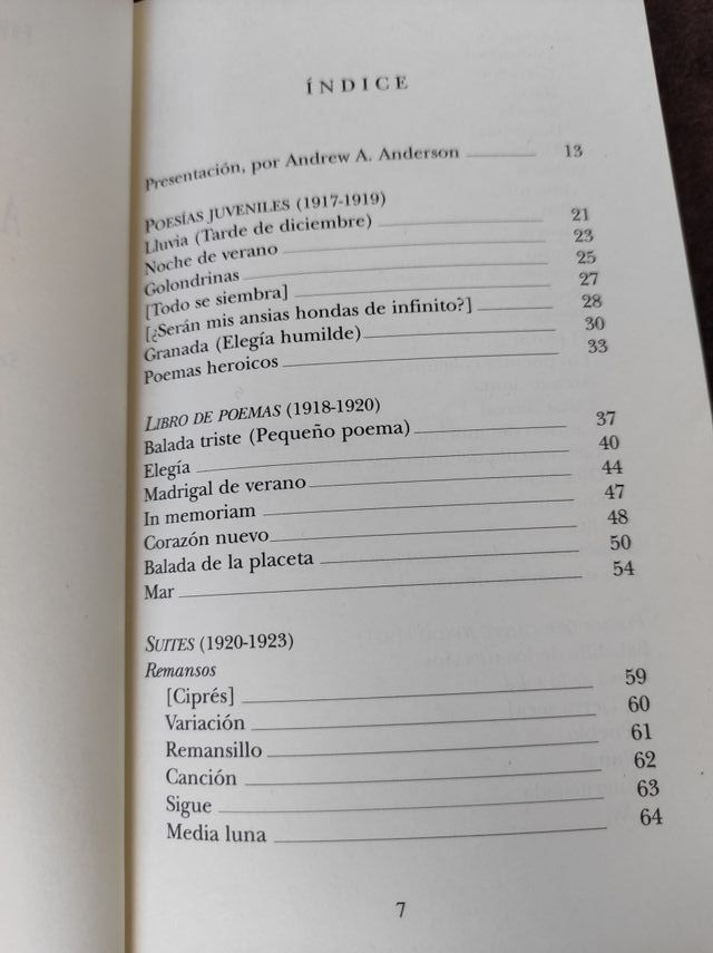 Libro Antología Poética. Federico García Lorca