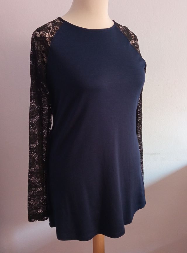 Vestido azul con encaje. talla XL. H&M