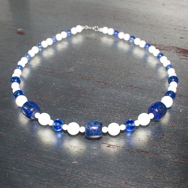 Collar nácar, cuarzo y lapislazuli