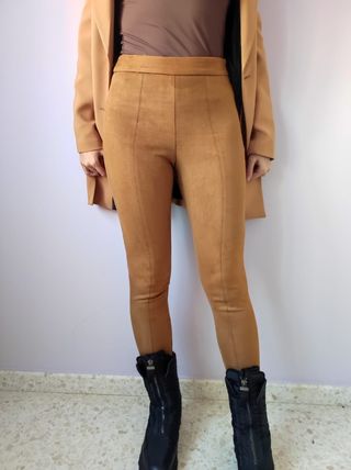 ZARA. Pantalones antelina verdes/marrones T.xs – Hibuy market