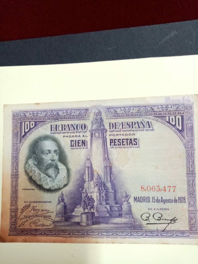 Banco de España, billete de 100 pesetas, año 1928,