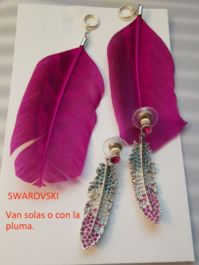 PENDIENTES  Swarovski - aretes de plumas