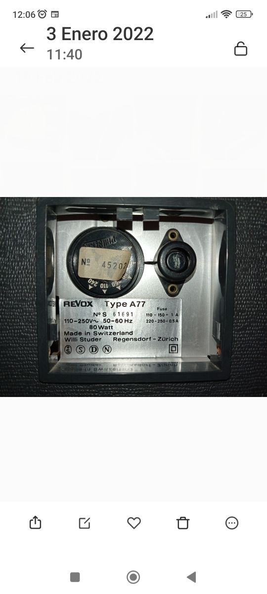 Magnetofono (sin los carretes). REVOX A77.