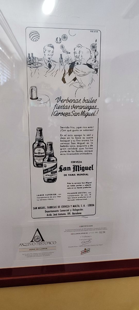 Publicidad cerveza San Miguel NUMERADA certificada