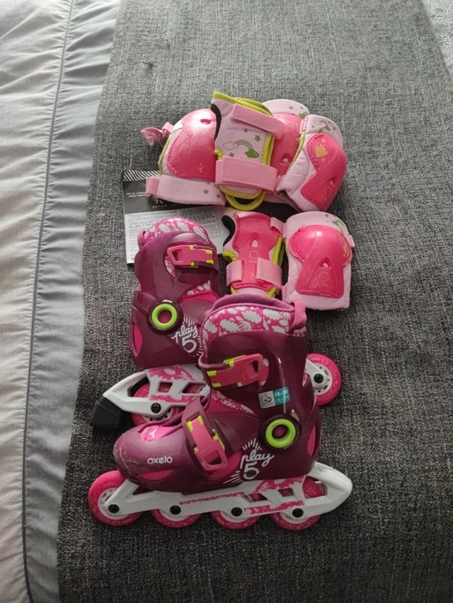 Patines en linea + protecciones talla 28-30