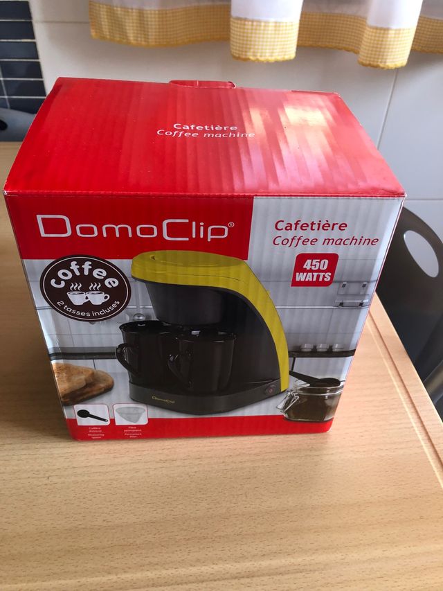 Cafetera portátil,con 2 tazas y cucharilla cafe