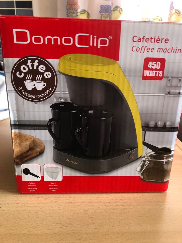 Cafetera portátil,con 2 tazas y cucharilla cafe