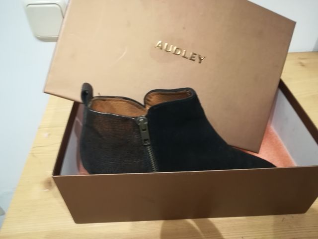 botines piel t 38 ante negro y crispado todo piel