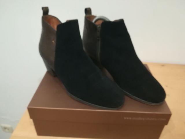 botines piel t 38 ante negro y crispado todo piel