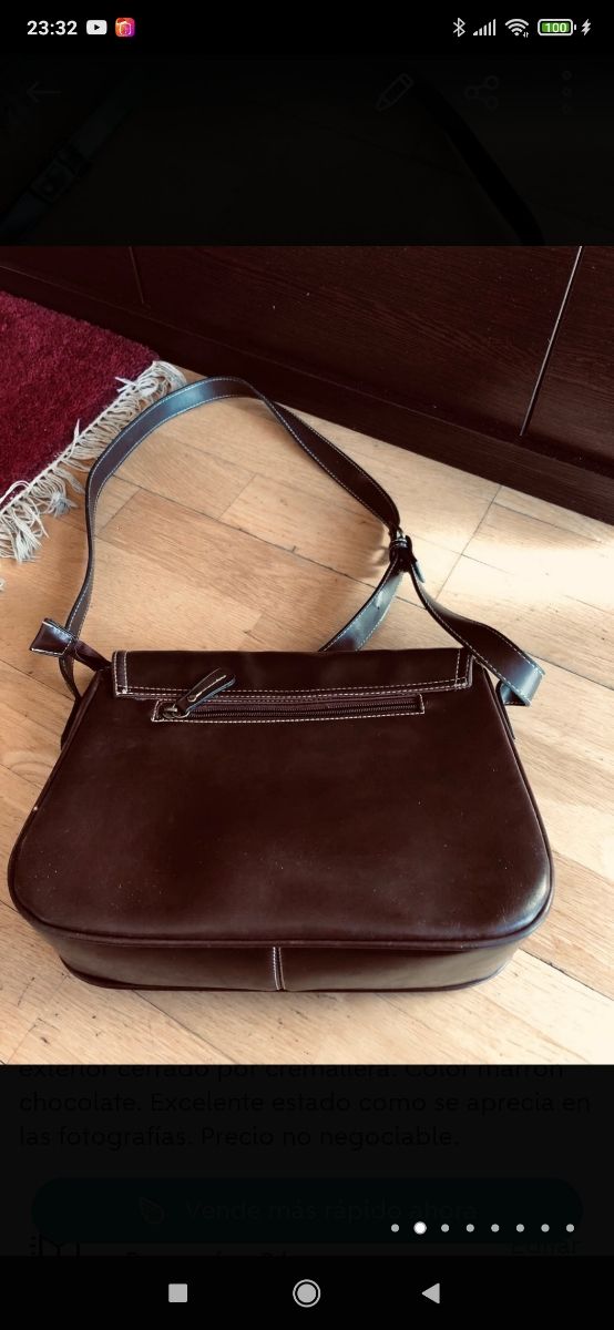 Bolso Bandolera de solapa. Piel Marrón