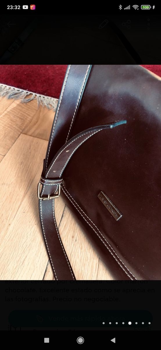 Bolso Bandolera de solapa. Piel Marrón