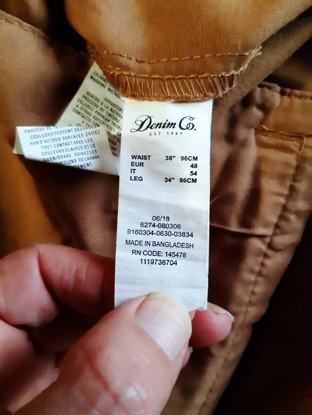 Pantaloni uomo cotone taglia 54