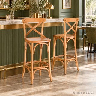 Taburete Madrid Cross Back madera para bar