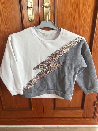 Sudadera gris con lentejuelas Zara de segunda mano – it.closet