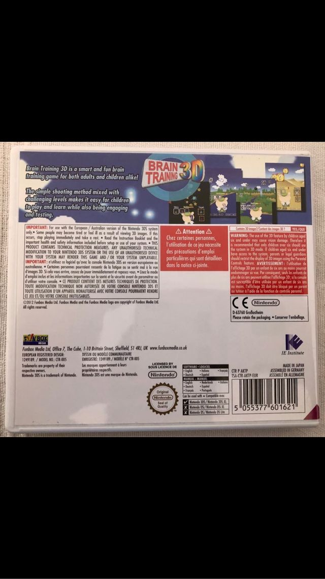 Brain Training 3D. Nintendo 3ds 