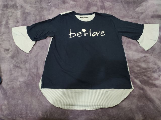 Camiseta larga azul y rayas venca talla XL