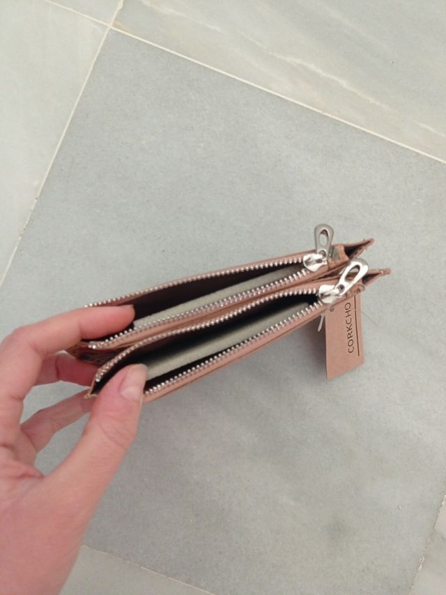 cartera doble ranura corcho natural 