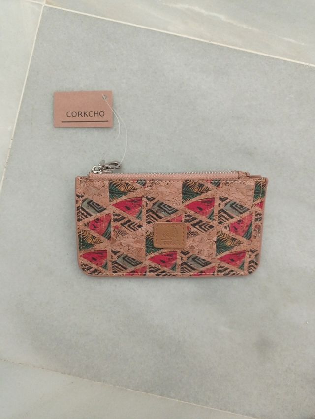 cartera doble ranura corcho natural 