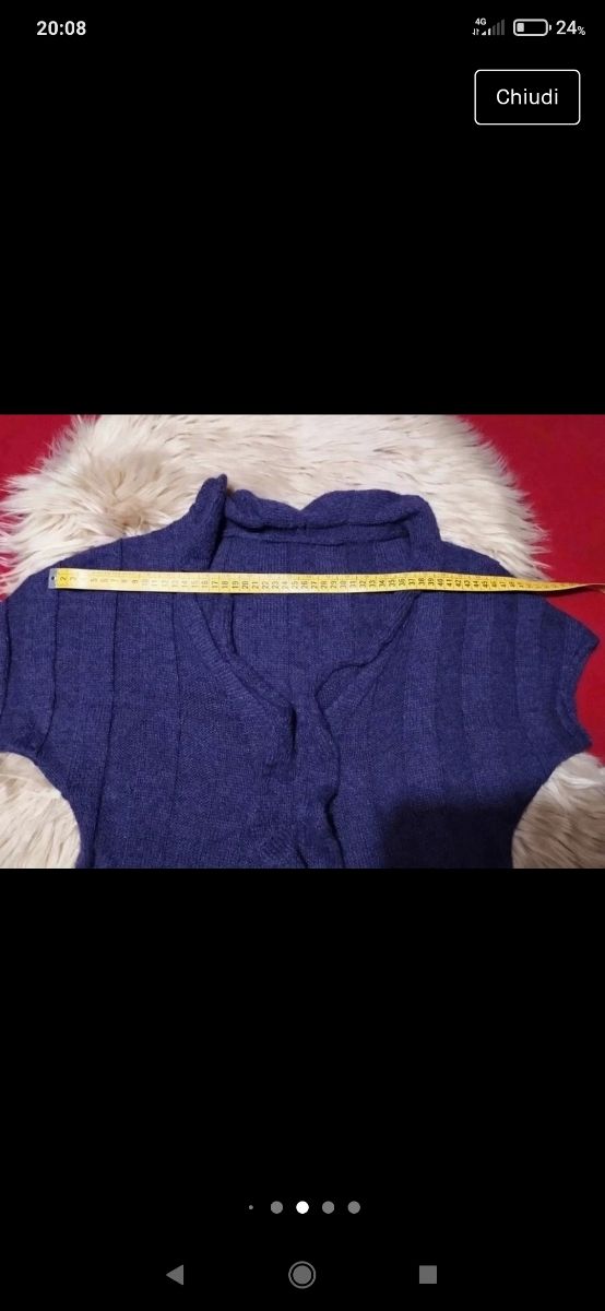 Maglione a maniche corte viola scuro con volant