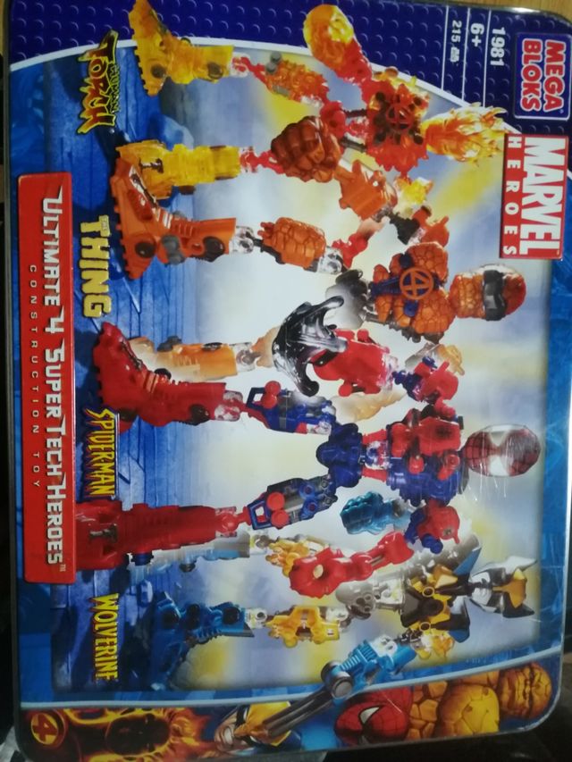 4 figuras. mega blocks Maribel  super heroes