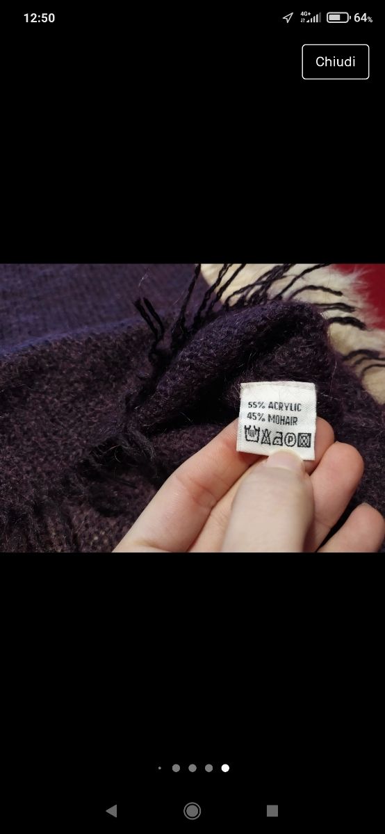 Maglione smanicato a dolcevita viola per donna