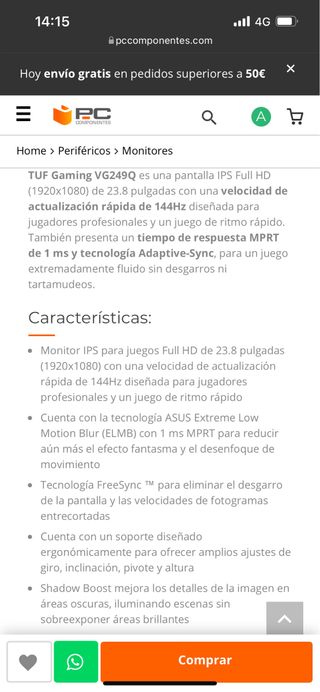 Monitor Asus tuf gaming V249Q 23,8 \