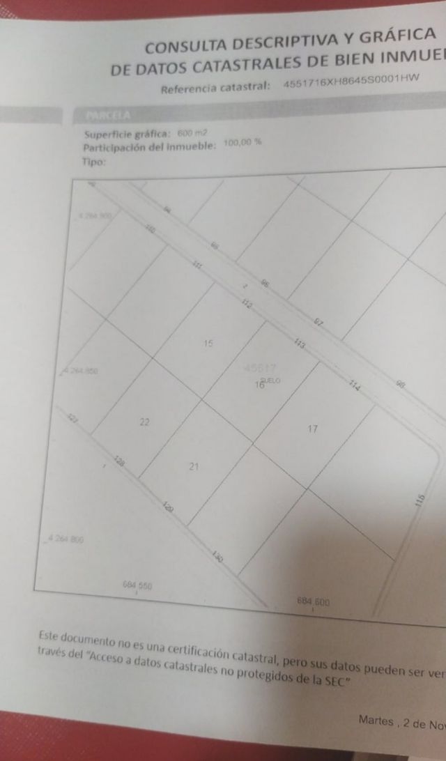 Ocasión: Parcela 600 metros urbanizada en Salinas