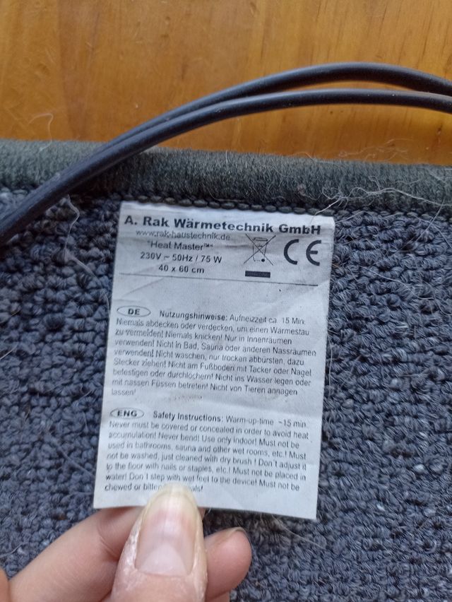 Alfombra eléctrica (calor) 60x7 (no es una manta)