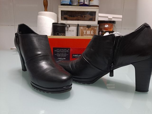 Botines tacón plataforma piel