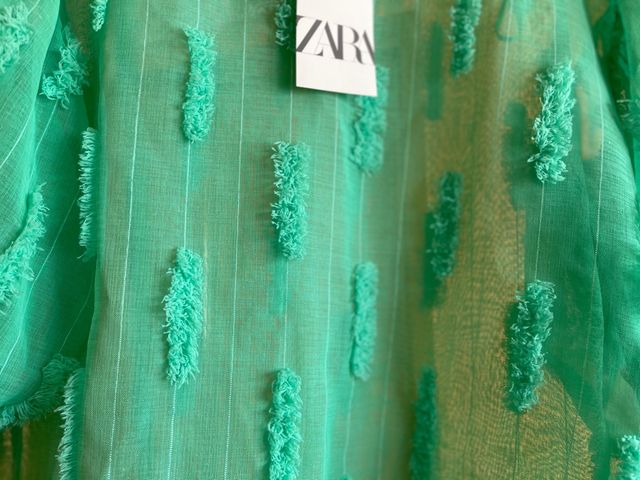 Blusa vestir verde, semitransparente, Zara