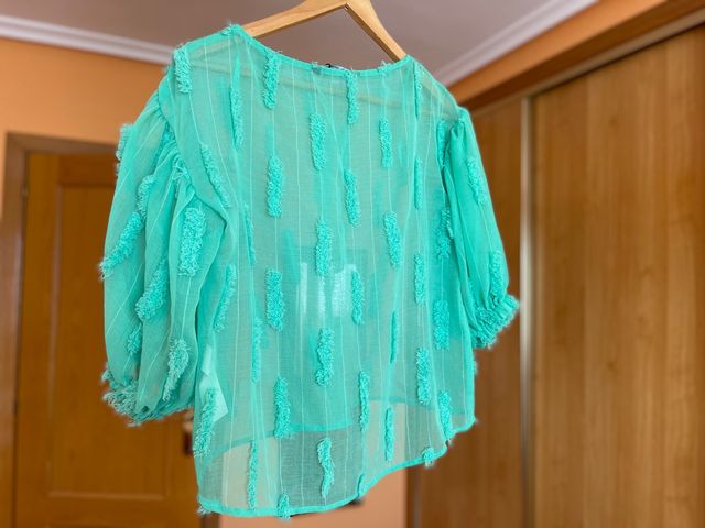 Blusa vestir verde, semitransparente, Zara