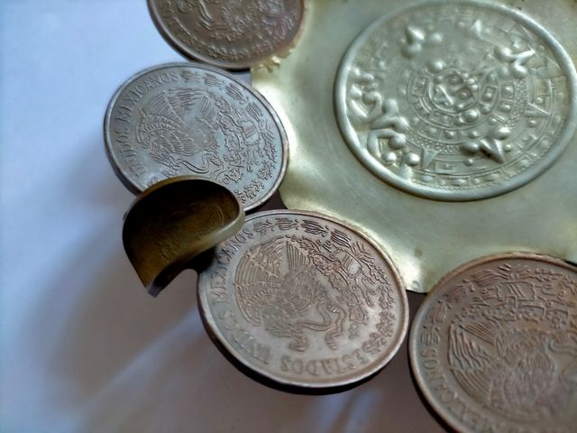 Cenicero monedas 20 centavos Mexico