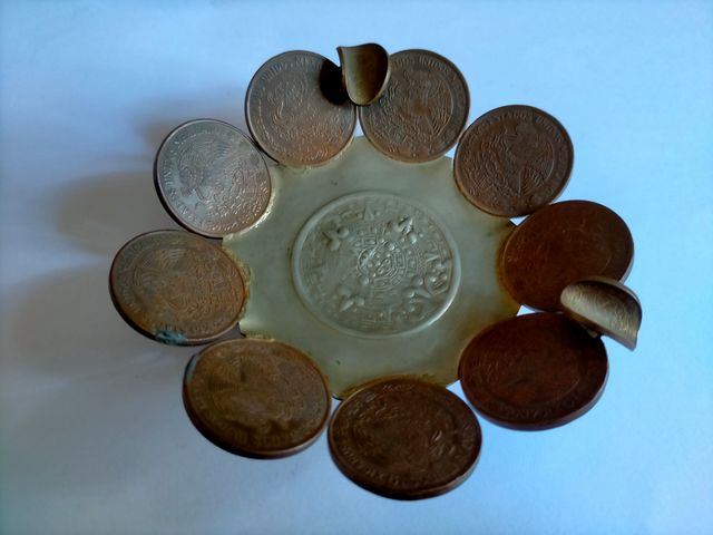 Cenicero monedas 20 centavos Mexico