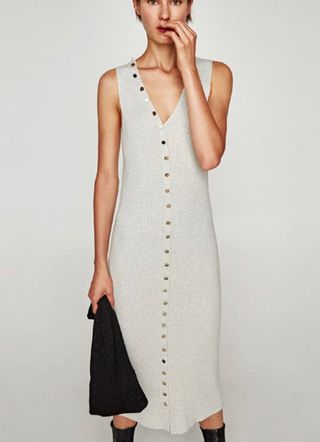 Vestido negro canale botones dorados Zara - ZARA