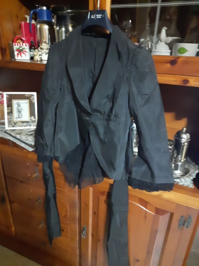 giacca nera tafta e pizzo