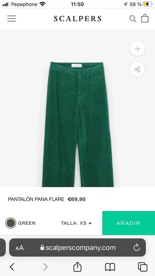 Pantalones Scalpers pana verde T.M de segunda mano por 35 EUR en Madrid en  WALLAPOP