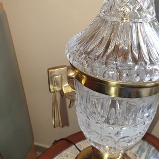 LAMPARA CRISTAL TALLADO BOHEMIA Y BRONCE