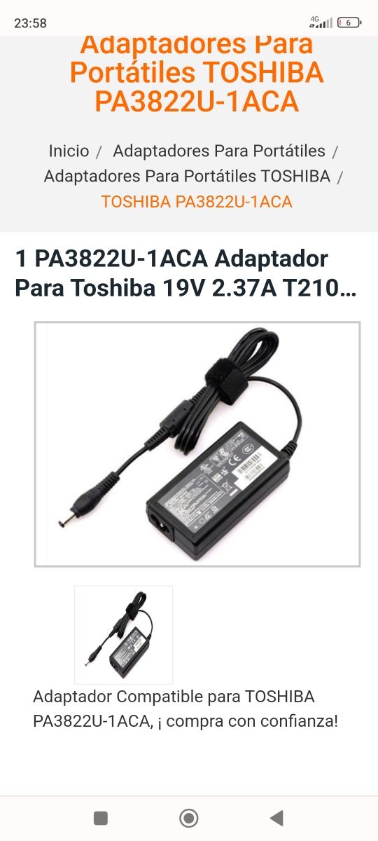 Vendo cargador portátil Toshiba nuevo