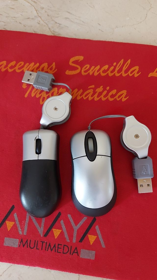 lote 2 mini ratónes ópticos usb / retractil