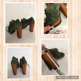 ZAPATOS TACÓN GLORIA ORTIZ PIEL VERDE T.38 NUEVO