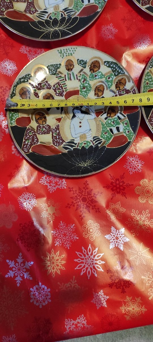 6 piatti giapponesi decorati a mano con filo oro