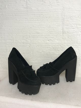 ZAPATOS PLATAFORMA UN Paso MÁS T. 38 piel negra