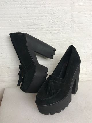 ZAPATOS PLATAFORMA UN Paso MÁS T. 38 piel negra