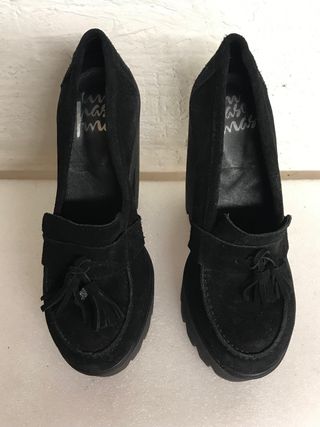 ZAPATOS PLATAFORMA UN Paso MÁS T. 38 piel negra